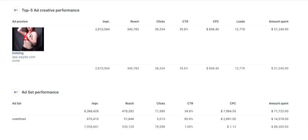 Facebook Ads Example Report Swydo 10 15 2024 03 01 PM