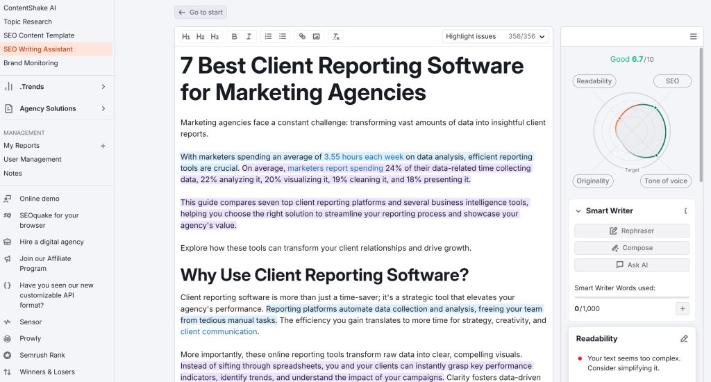 client reporting tool SEO Writing Assistant 12 05 2024 02 27 PM