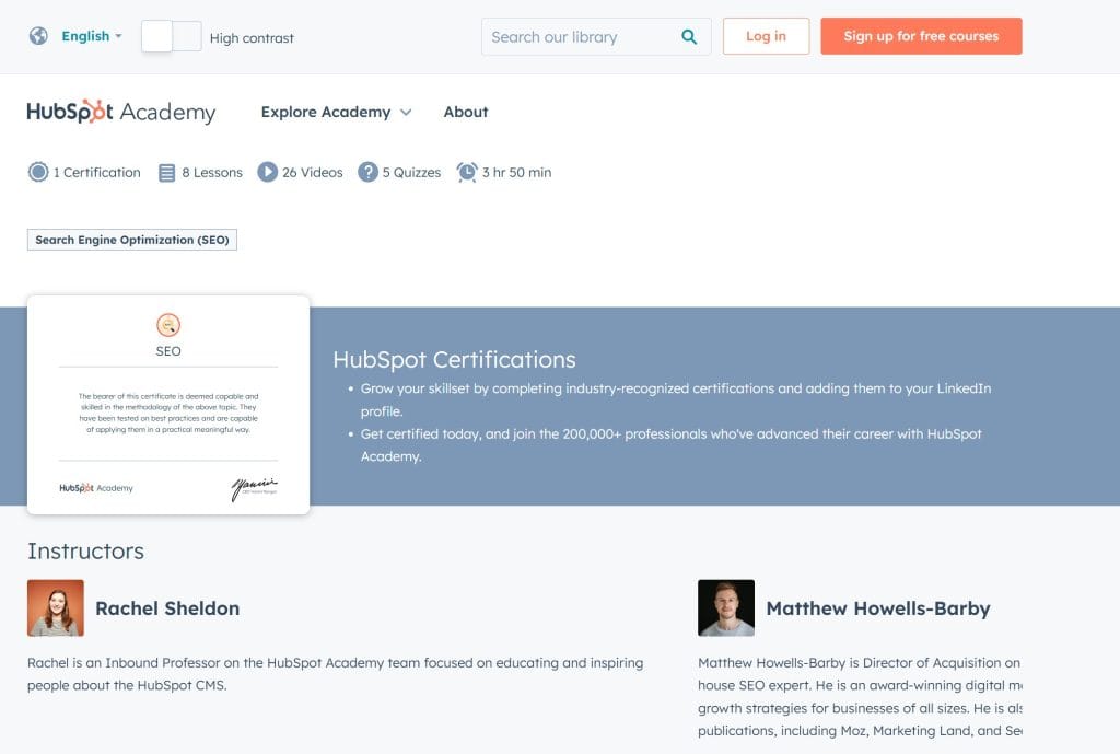 SEO Certification Course HubSpot Academy 01 24 2025 07 32 AM
