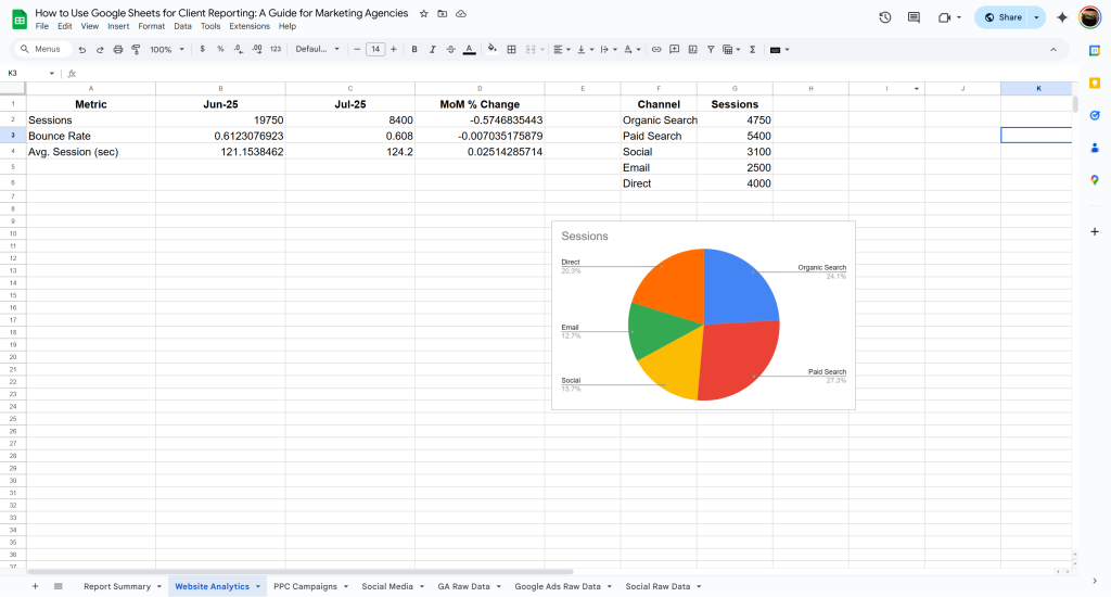 How to Use Google Sheets for Client Reporting A Guide for Marketing Agencies Google Sheets 02 24 2025 11 32 AM