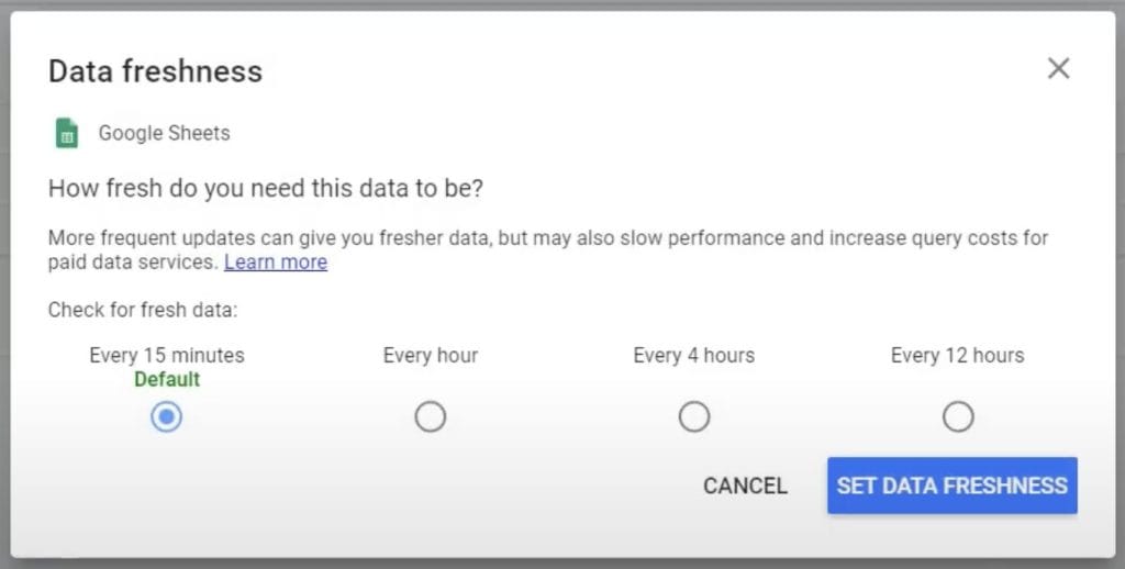 Managing data freshness on Looker Studio