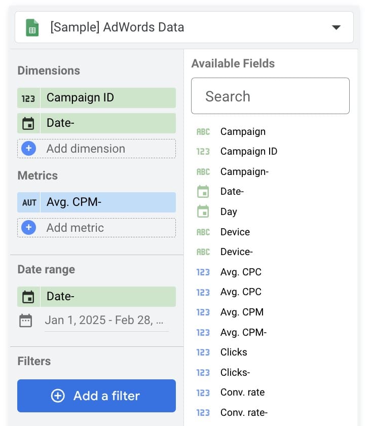 Setting Extract Data connector on Looker Studio