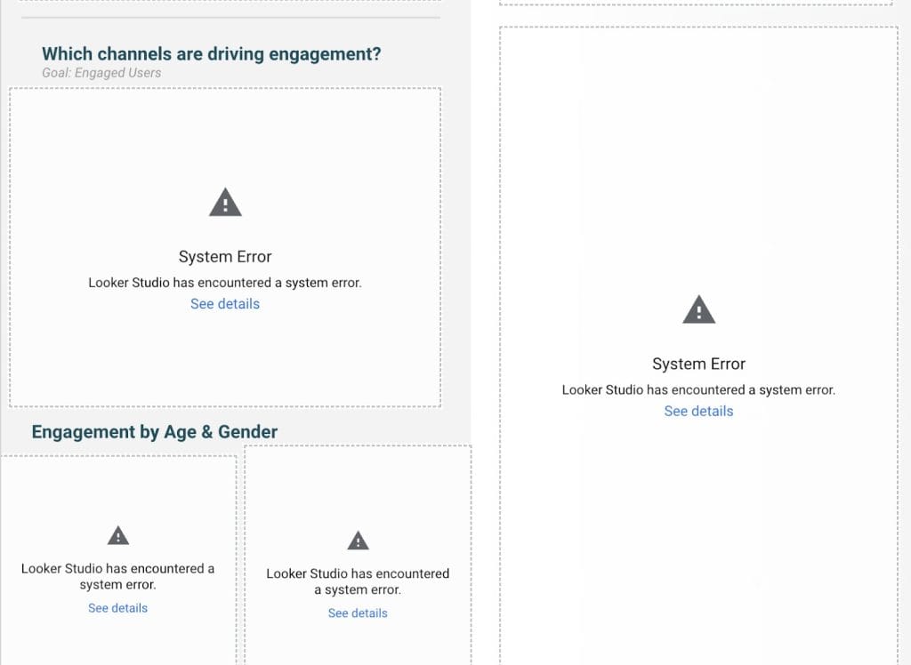 Looker Studio users encounter system errors when connecting multiple sources